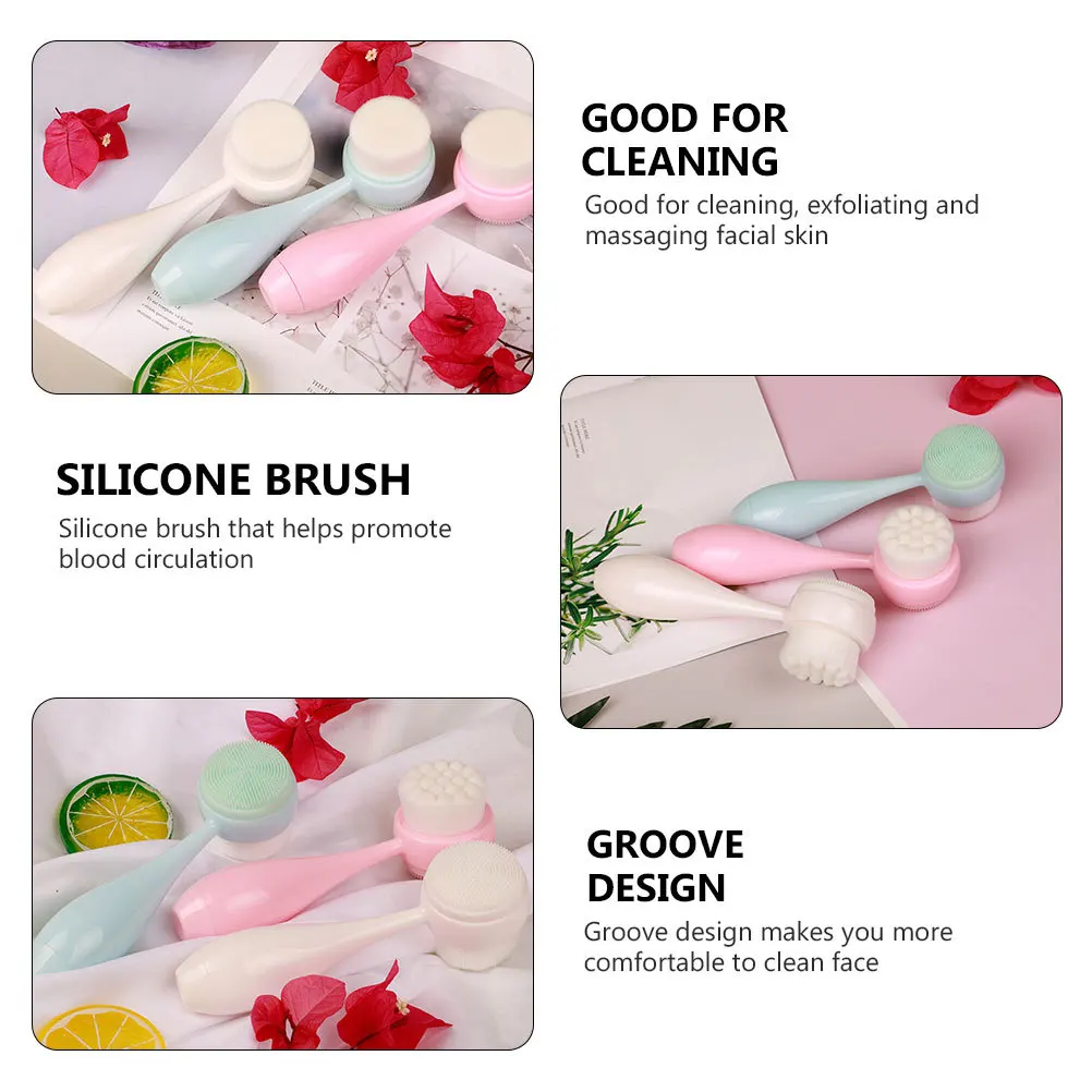 3 個のフェイスクレンジングブラシシリコーンスクラバーディープクリーン毛穴マッサージ角質除去肌フェイシャルクレンジングブラシ洗顔クリーナー
