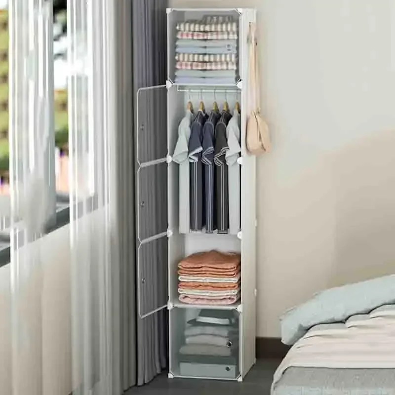 

Plastic Storage Closet Clothes Partitions Fabric Jewelry Cupboard Mobiles Modular Shelves Wardrobe Cheap Armario Home Furniture