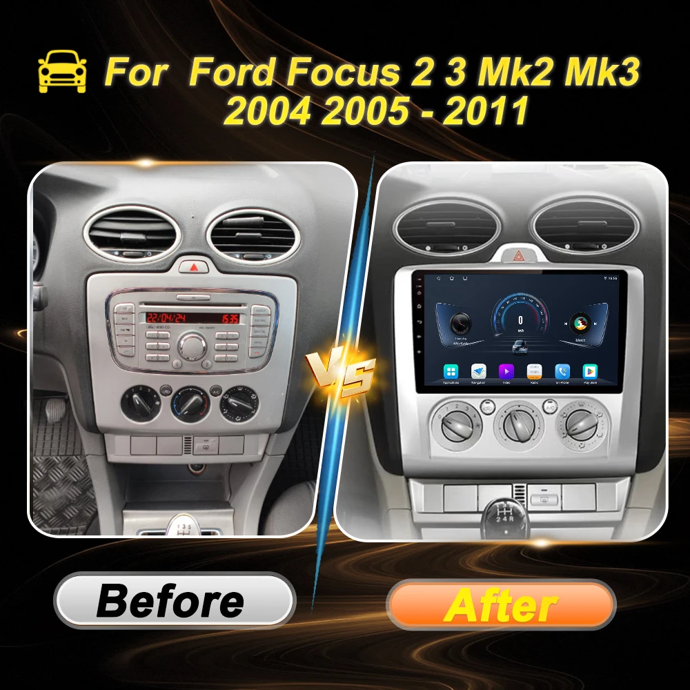 2 Din أندرويد 15 راديو السيارة لفورد فوكس 2 3 Mk2 Mk3 2004 2005 - 2011 مشغل فيديو الوسائط المتعددة GPS 4G Carplay Auto Stereo RDS BT