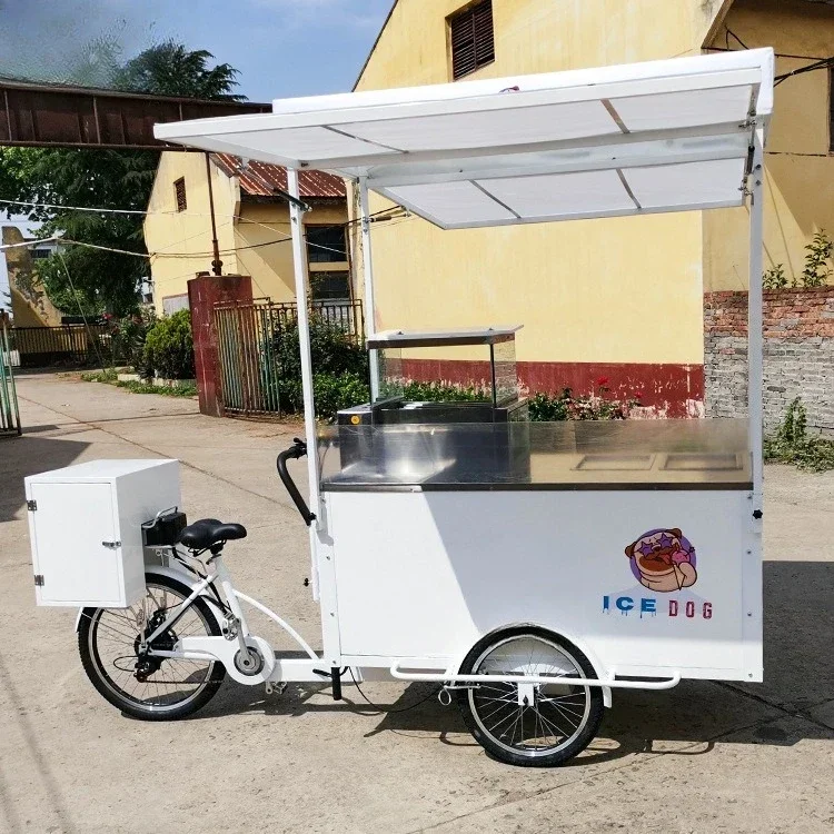 Mobile stall fried ice bicycle snack cart electric tricycle