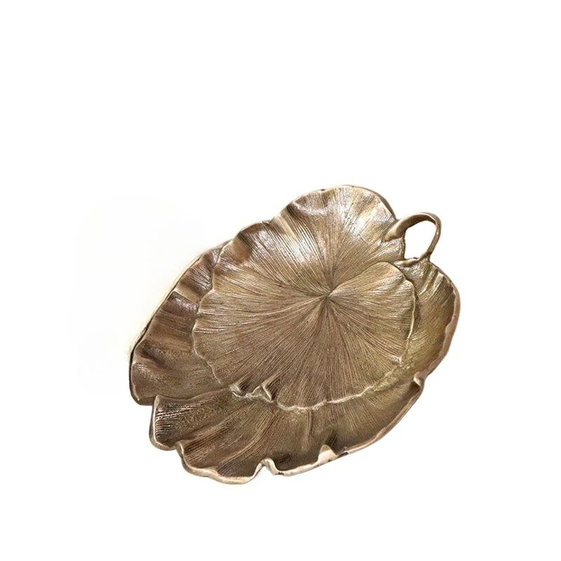 For Retro Pure Brass Fruit Plate, Desktop Coffee Table Entrance Decorative Snack Storage Plate