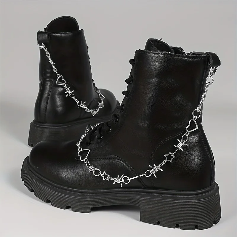 2 pairs of Gothic-Punk Thorn Heart Star Boots Accessories, for Halloween, daily wear, parties and as gifts