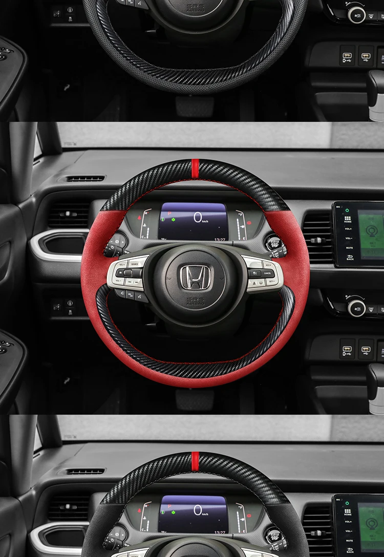Auto Stuurwielhoes Voor Honda Jazz HR-V CR-V FR-V Spirior Accord Civic NSX, Anti Slip Stuurwielhoes Beschermer Premie Auto's Interieur,A-Black
