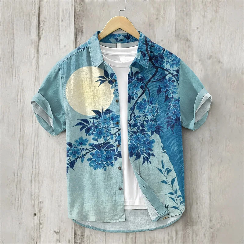 New Men's Short Sleeve Shirt Animal Fish 3D Printing Men's Hawaiian Lapel Top Large Size Casual Comfortable Men's Shirt