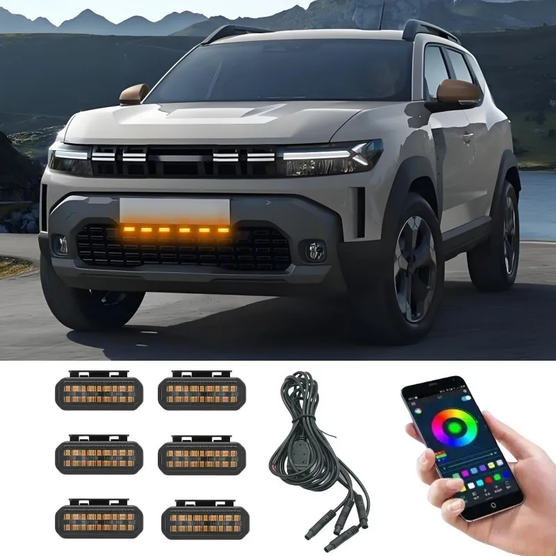 

18 светодиодов передняя решетка для Dacia duster 2024, автомобильные дневные ходовые огни, лампа для бровей, 12 В