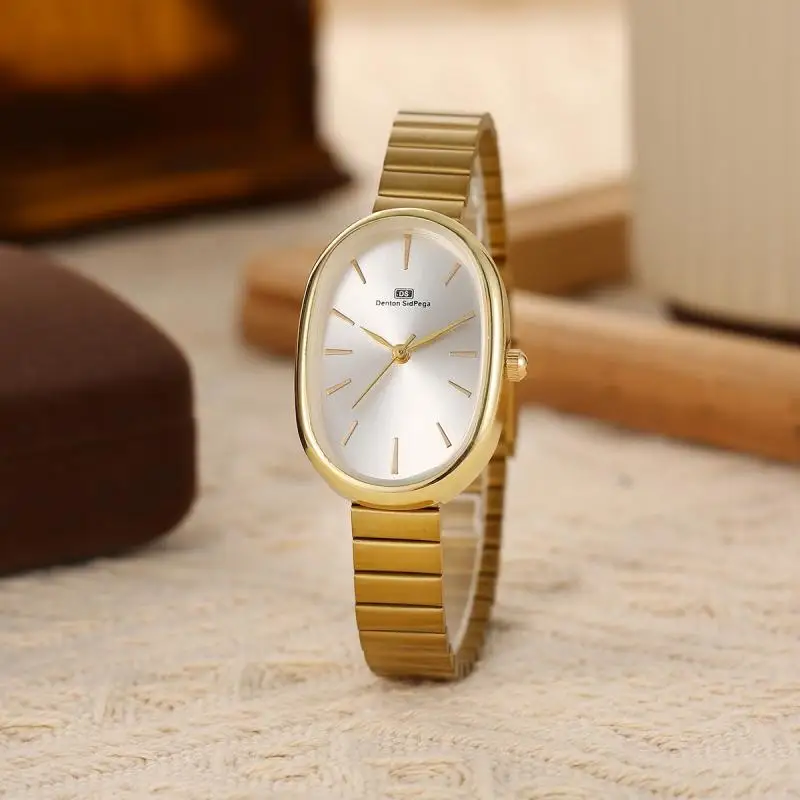 Forest style oval small plate bamboo knot steel strip watch student mesh belt watch for boys quartz watch for small freshness