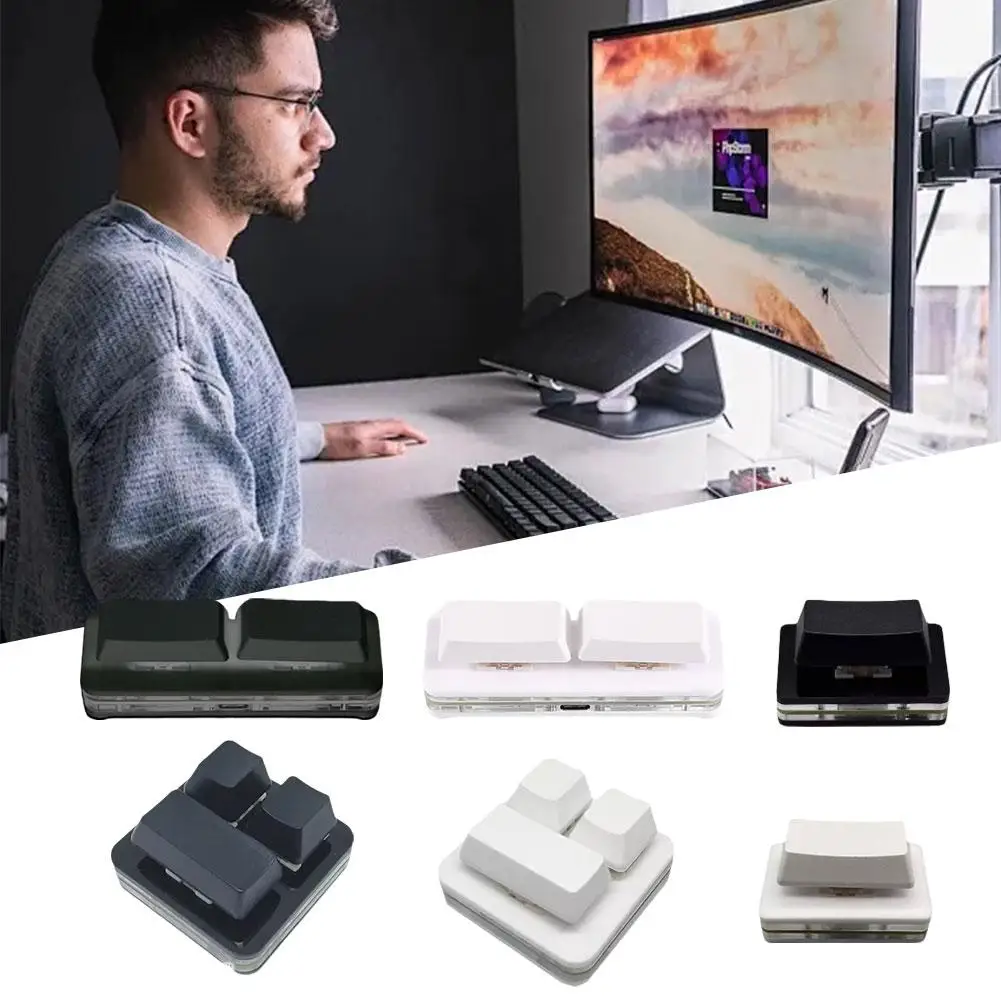 1/2/3 Key Custom Keyboard Recordable Silent Dustproof Mechanical Custom Shortcut Mini Keys Copy And Paste Portable Keyboard J3G0