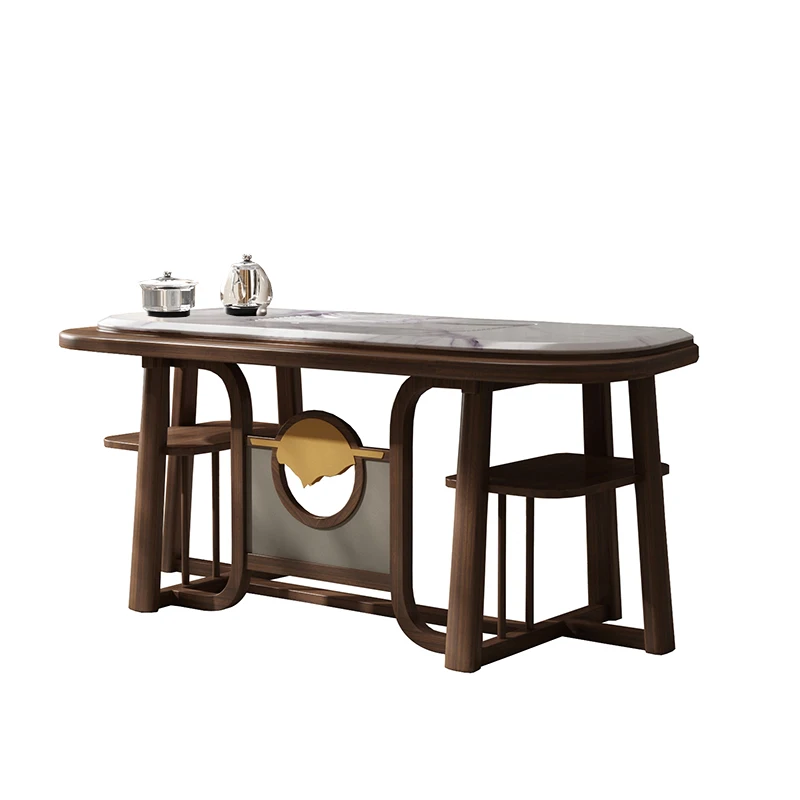 Tea table and chair combination New Chinese-style household solid wood Modern simple tea room Office light luxury tea making