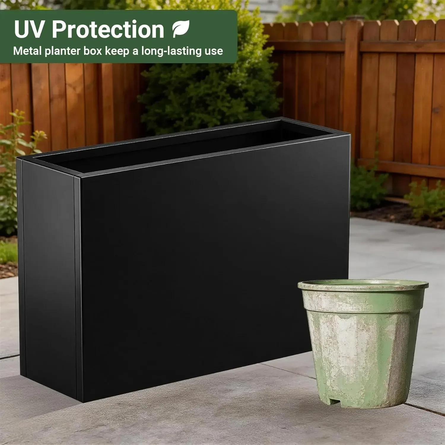 Metal Planter Box 36” x 12” x 24”, Heavy Duty Tall Rectangle Planter Box with with Drainage Holes & Rust-Proof Coating, Modern O