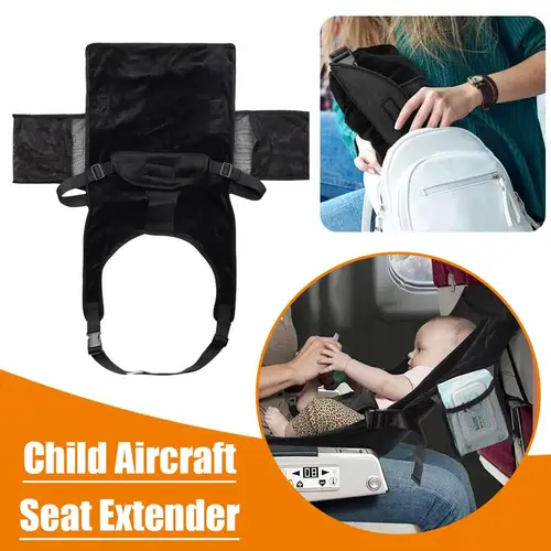 Imagen 1 del producto Cama de avión de viaje para pedales de bebé, extensor de asiento de avión para niños con bolsillo lateral, reposapiés portátil, hamaca, cuna para dormir en coche