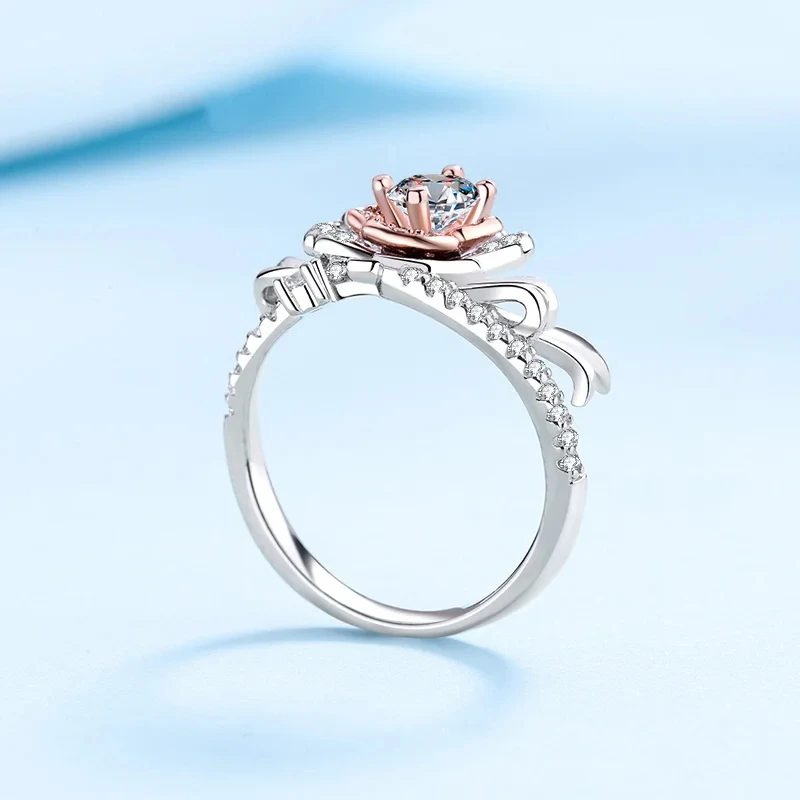18K White Gold Luxury Rings for Women Child Rose Gold Platinum Pt950 0.5 Carat Moissanite Diamond Ring Wedding Fine Jewelry