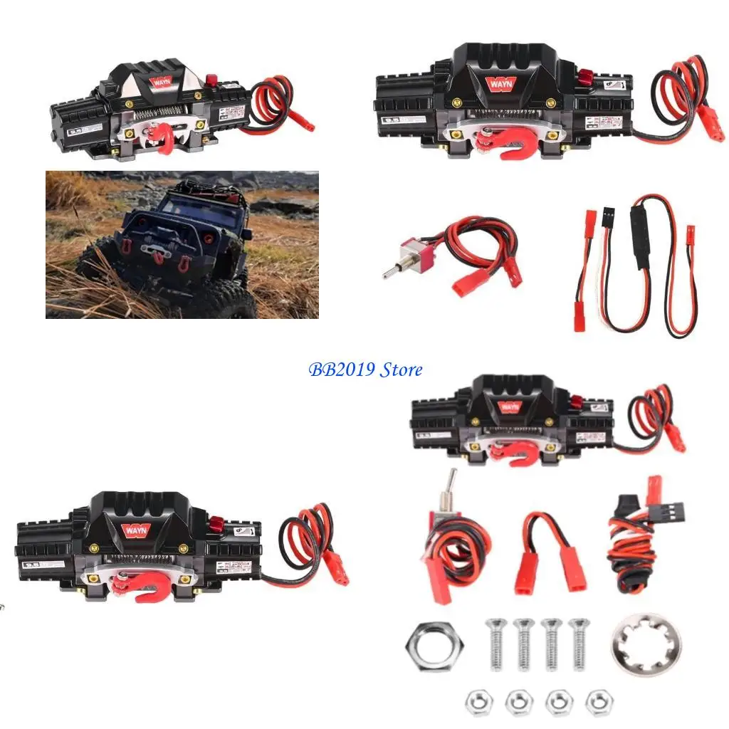 

Q0KB RC Car Dual Motors Metal Winch with CH3 Connecting Line Manual Controller