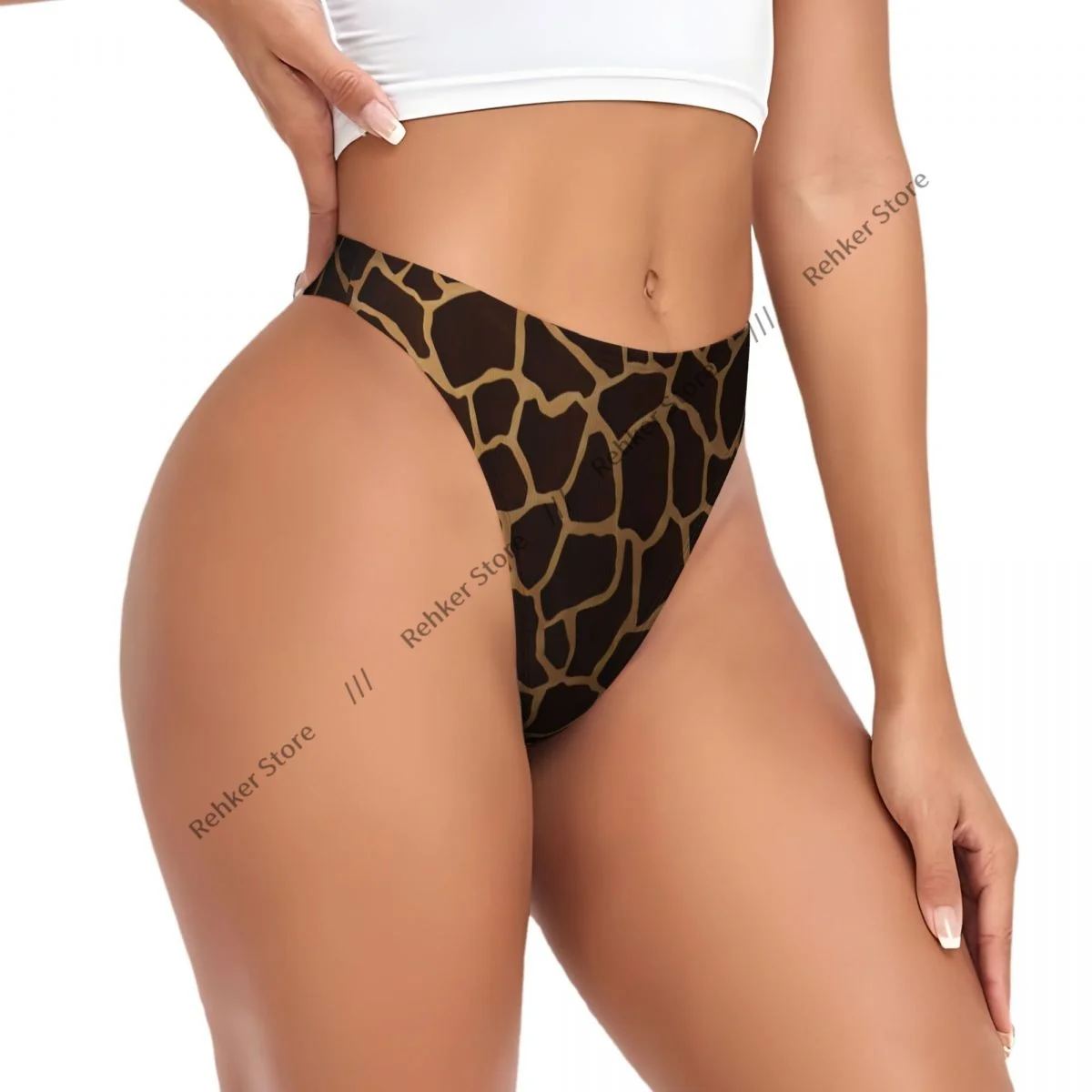 Thongs For Women V Waist G-String Panties Giraffe Skin Texture Underwear Breathable Underpants
