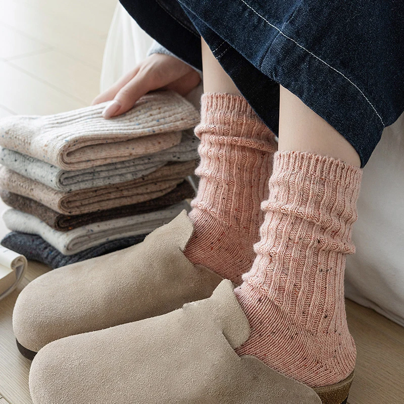 Socks For Women Autumn Winter New Simple Japanese Style Loose Socks Wool Casual Basic Warm Lady Thick Socks Fashion High Quality