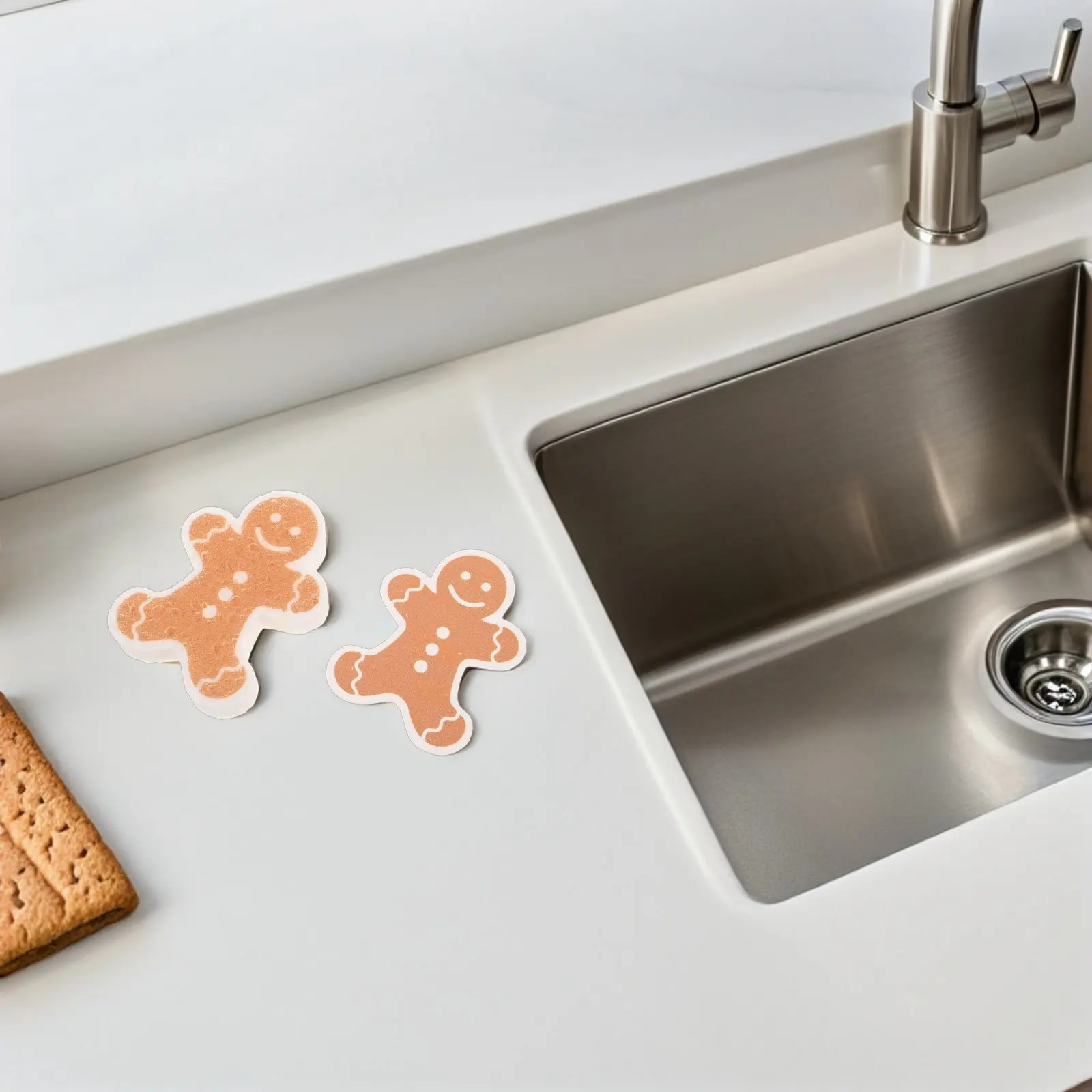 6Pcs Christmas Gingerbread Dish Sponges Wood Pulp Material Strong Absorbency Reusable Kitchen Scrub Sponges for Pans Sinks Dish