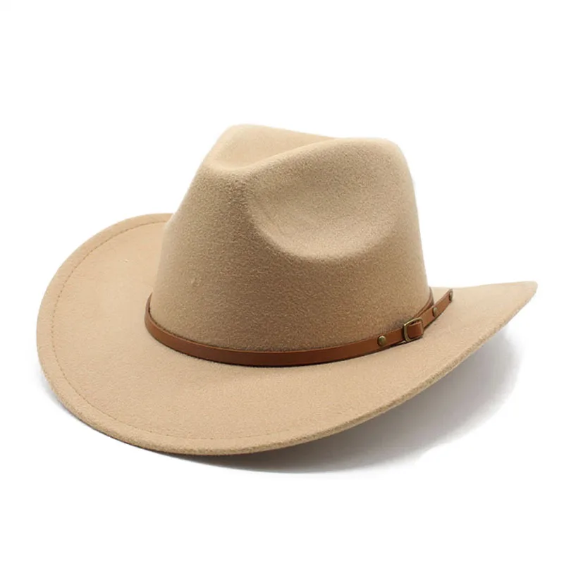 

New Western Cowboy Hat Foreign Trade Cross-border Felt Cap Ethnic Style Wholesale Men's And Women's Tibetan-style Curler Hat