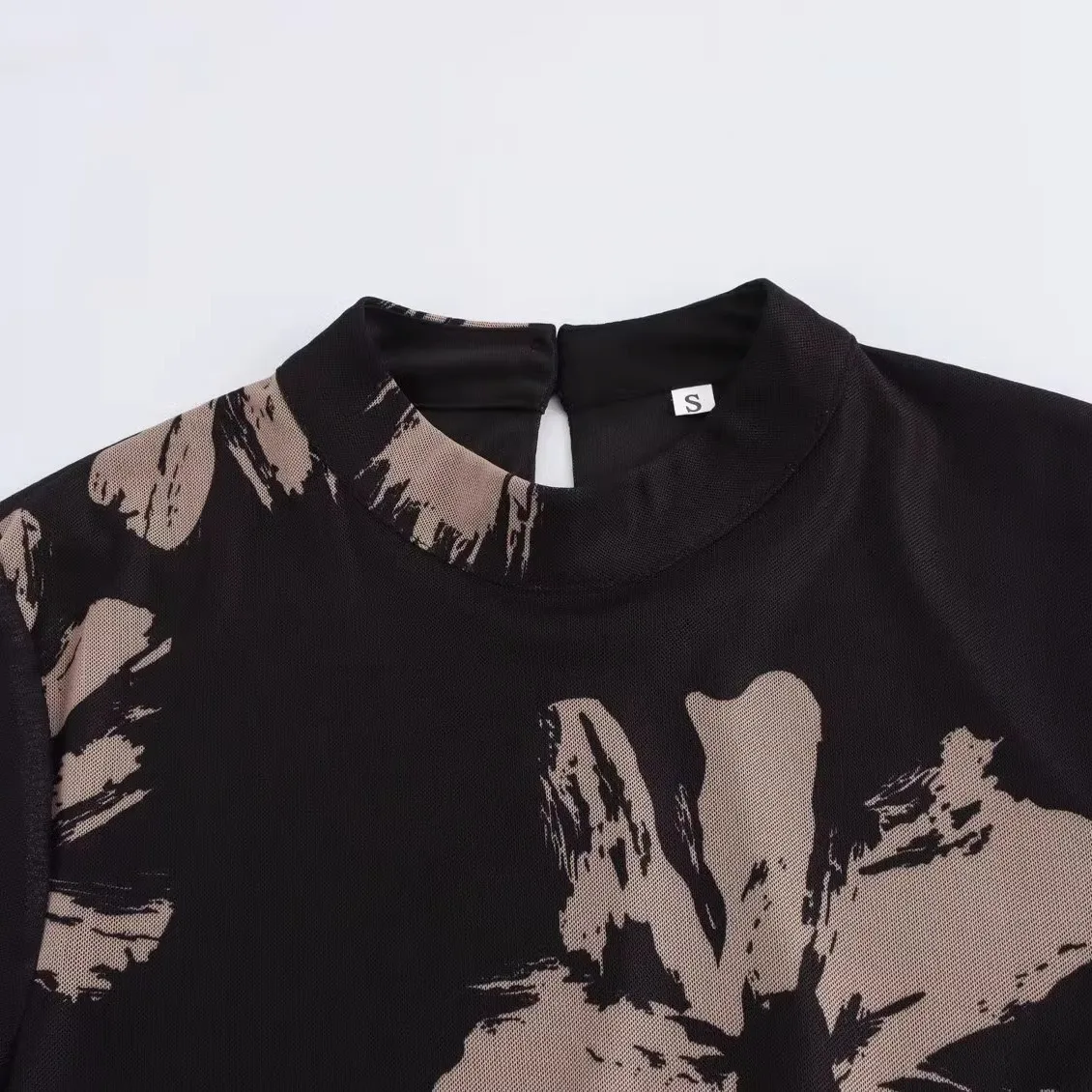 ZAB Autunno Nuove donne Faion Design Slim Fit Bell Sve Stampa Lungo Dr Versatile Sli Europeo Sle Fibra di poliestere