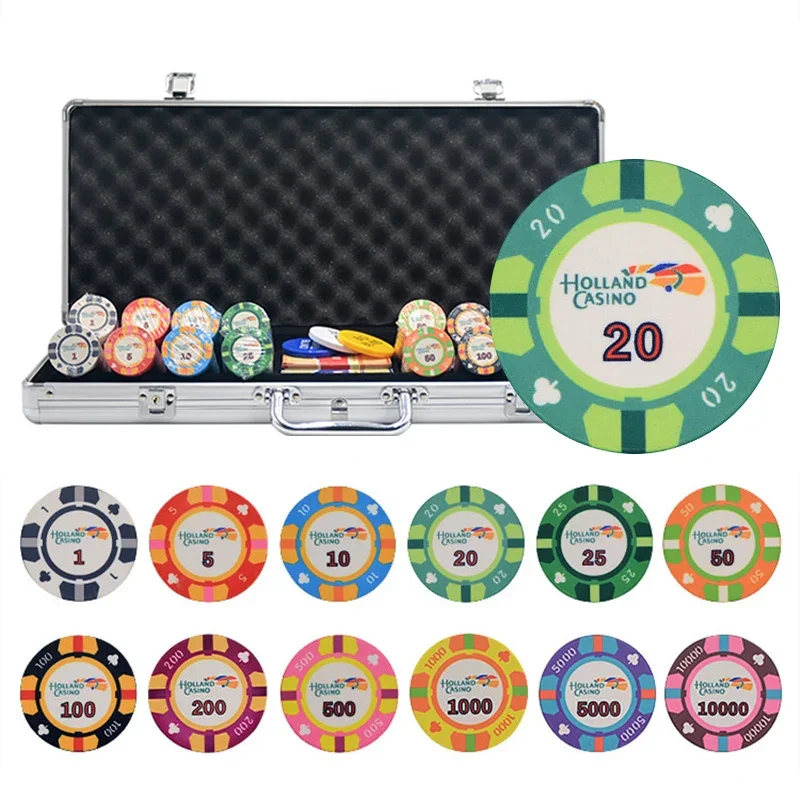 400pcs/set Texas Hold'em Ceramic Poker Chip Entertainment/Party/Club Chips Aluminum Suitcase