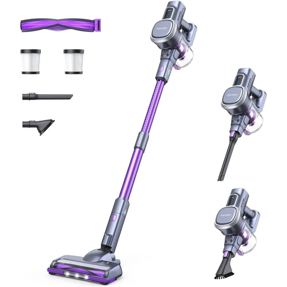 Cordless Vacuum Cleaner with LED Display,Max 50 Mins Runtime,Powerful Suction, Rechargeable,Handheld Vacuum for Pet Hairt/Floor