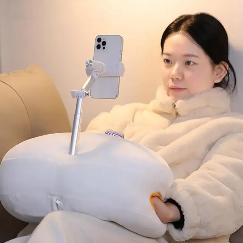 

Phone Holder for Bed, Pillow Stand Compatible with 4-7" Phone, Mobile Phone Stand, Height Angle Adjustable, Idea for Kindle Read