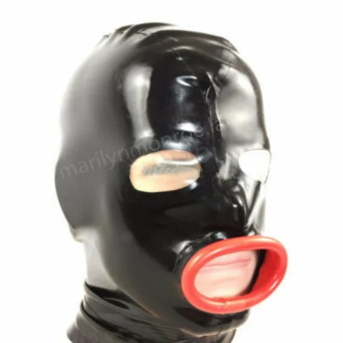 

100% Latex rubber hood transparent flim eyes sausage mouth 0.45MM Masquerade Fetish