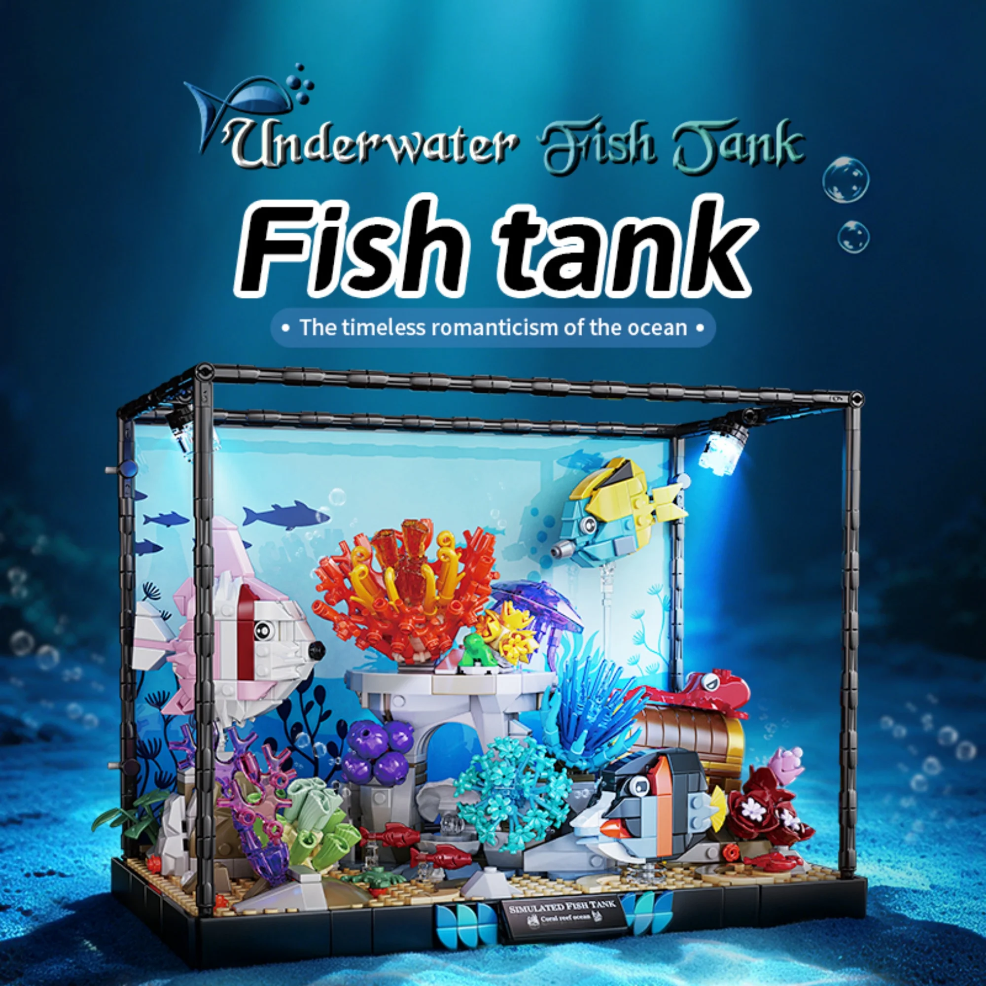 

1318pcs Underwater World Fish Tank Building Blocks Set Fish Tank Landscape Ocean Bricks Toys Desktop Ornament for Adult Gifts