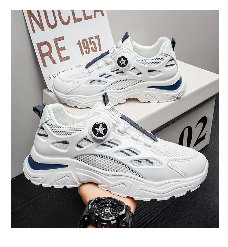 Rotate the Button Men Summer Breathable Sneakers 2026 Versatile Dad Shoes New Student Casual Footwear
