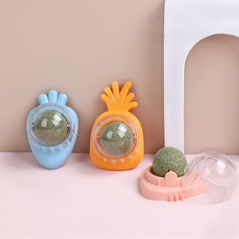 Juguetes de bola de hierba gatera para pegar en la pared – Bola de hierba gatera natural que elimina las bolas de pelo, promueve la digestión, snacks saludables de hierba gatera para mascotas