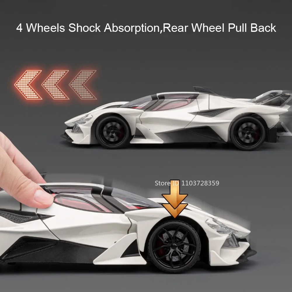 Modelos de supercoche EVO 720S a escala 1:18, adorno de Metal fundido a presión, puertas de coches deportivos, luz de sonido abierta, regalos para niños