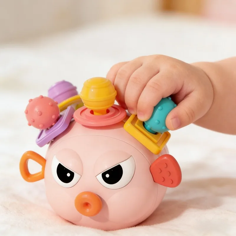 Sensorisches Spielzeug für Babys, lebensmittelechtes Silikon, Zähneknirschen, Greifbälle, sensorisches Trommelspielzeug, Puzzle- und Früherziehungsspielzeug für Kinder