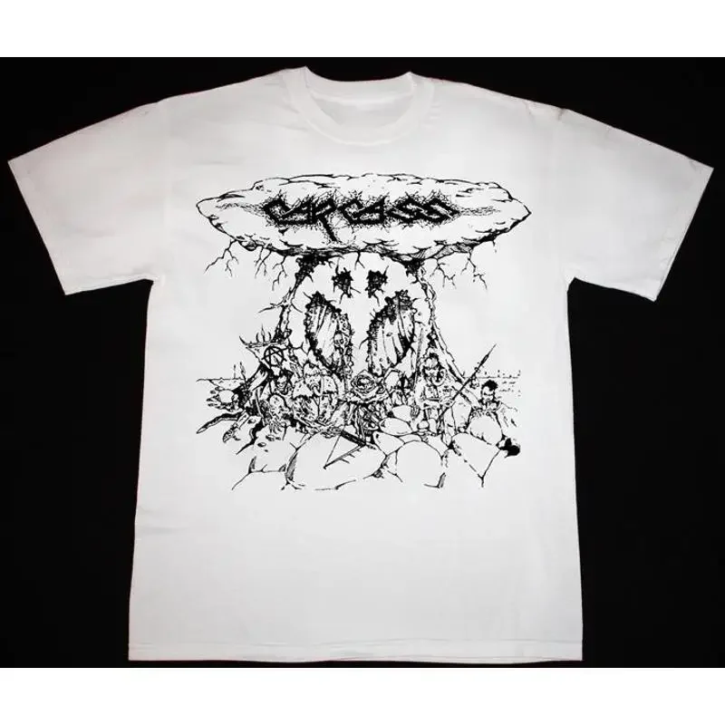 Carcass Split T Shirt Cotton White Men Size S To 5Xl