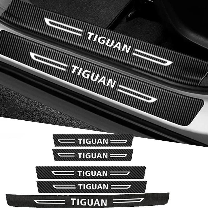 Car Trunk Doorsill Bumper Strips Tape Decor for VW Tiguan Logo Door Threshold Protective Anti Scratch Stickers Decals