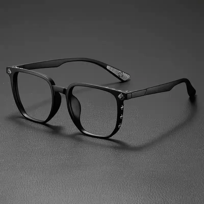 Temperament Black Frame Fashion Anti Blue Light Glasses for Unisex Large Frame Flat Light Eye Protection Decorative Eyewear New