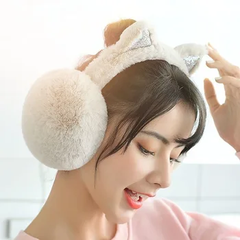 女性のためのイミテーションファーイヤーマフ、暖かいイヤーマフ、快適なユニセックスカバー、スキーイヤーウォーマー、秋と冬のアクセサリー、新しい