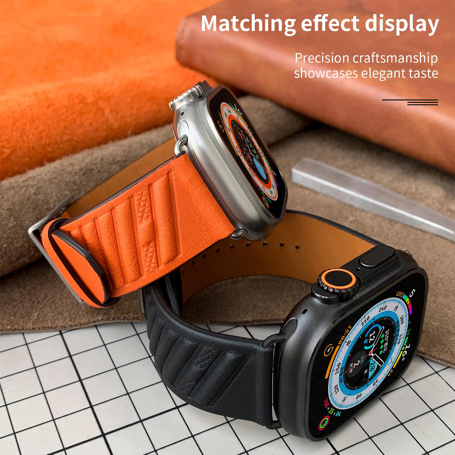 [New] Kebitt En Mer Bleu Nuit Swift Leather Single Tour Iwatch Band For Apple Watch Ultra 3 2 Series 11 10 9 8 7 6 Se 3 2 Strap