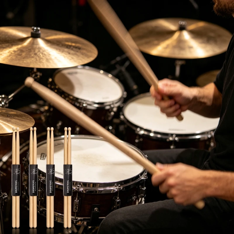 1 Paar Premium Ahorn-Drumsticks Langlebige Übungsstöcke in Natürlicher Holzfarbe für Jazz-Percussion Alle Altersgruppen