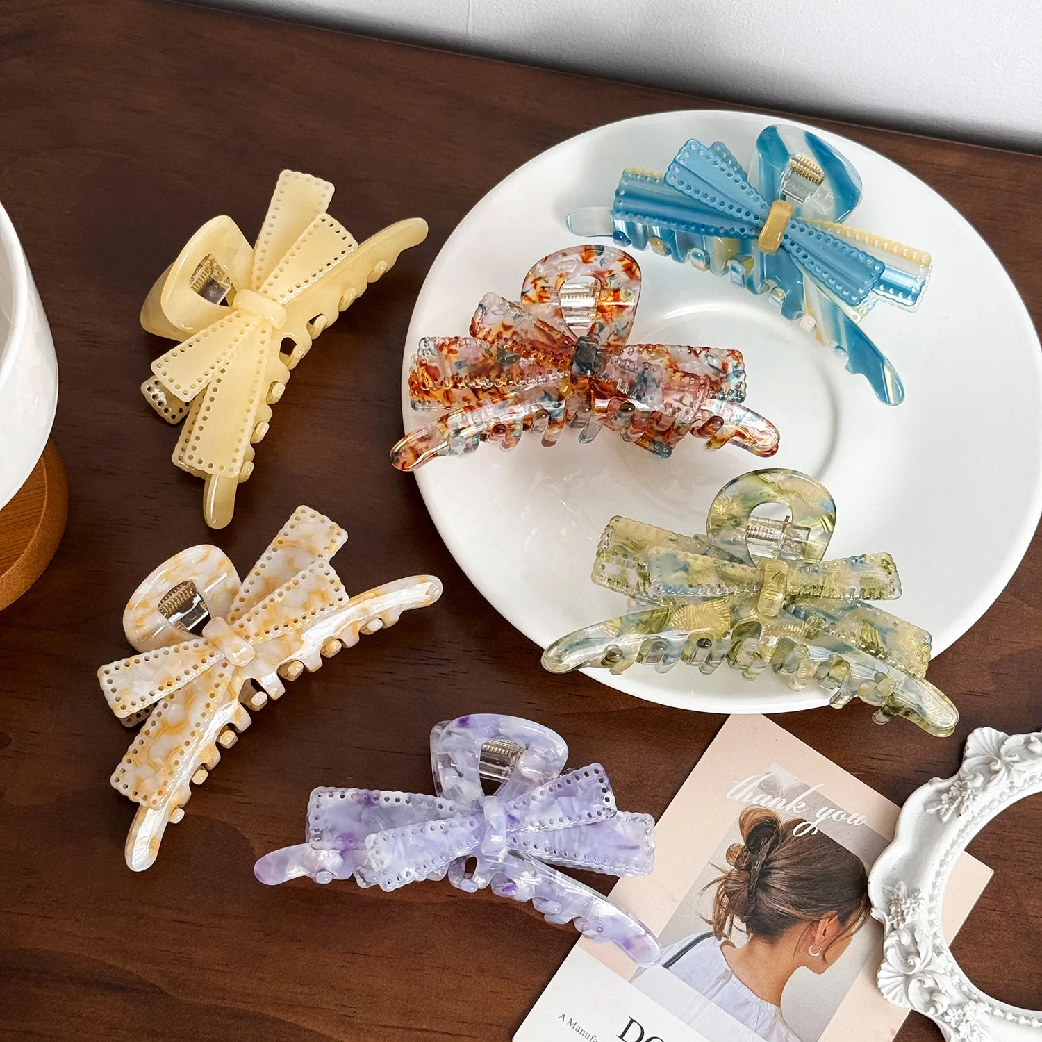 

New Fashion High Sense hollow Bow Luxury Large Acetate Elegant Hair Clips