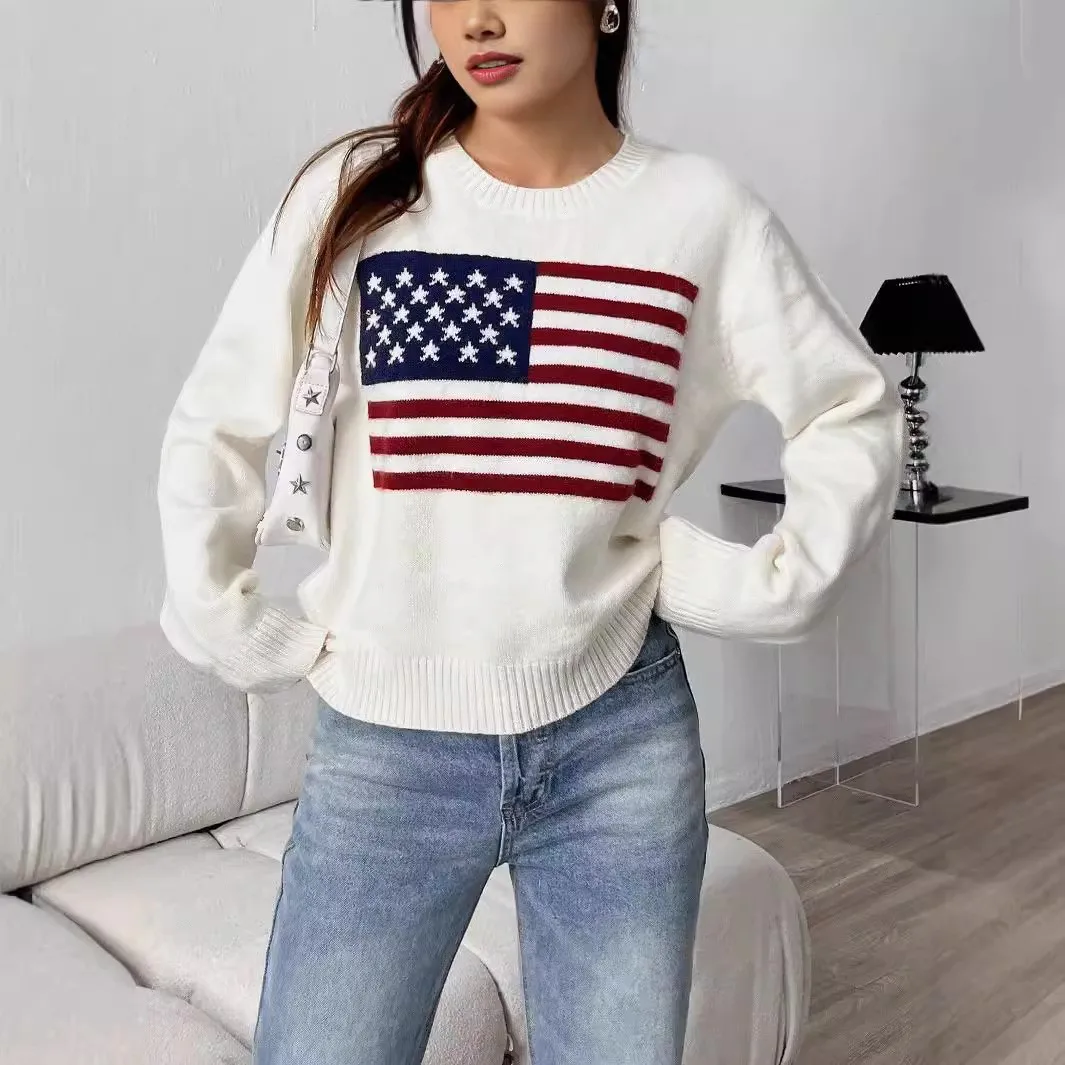 ストリートスタイルのニットセーター、ラウンドネック、カジュアル、ゆったりフィット、オーバーヘッド、秋冬新作、レディースファッション、快適なロング丈...