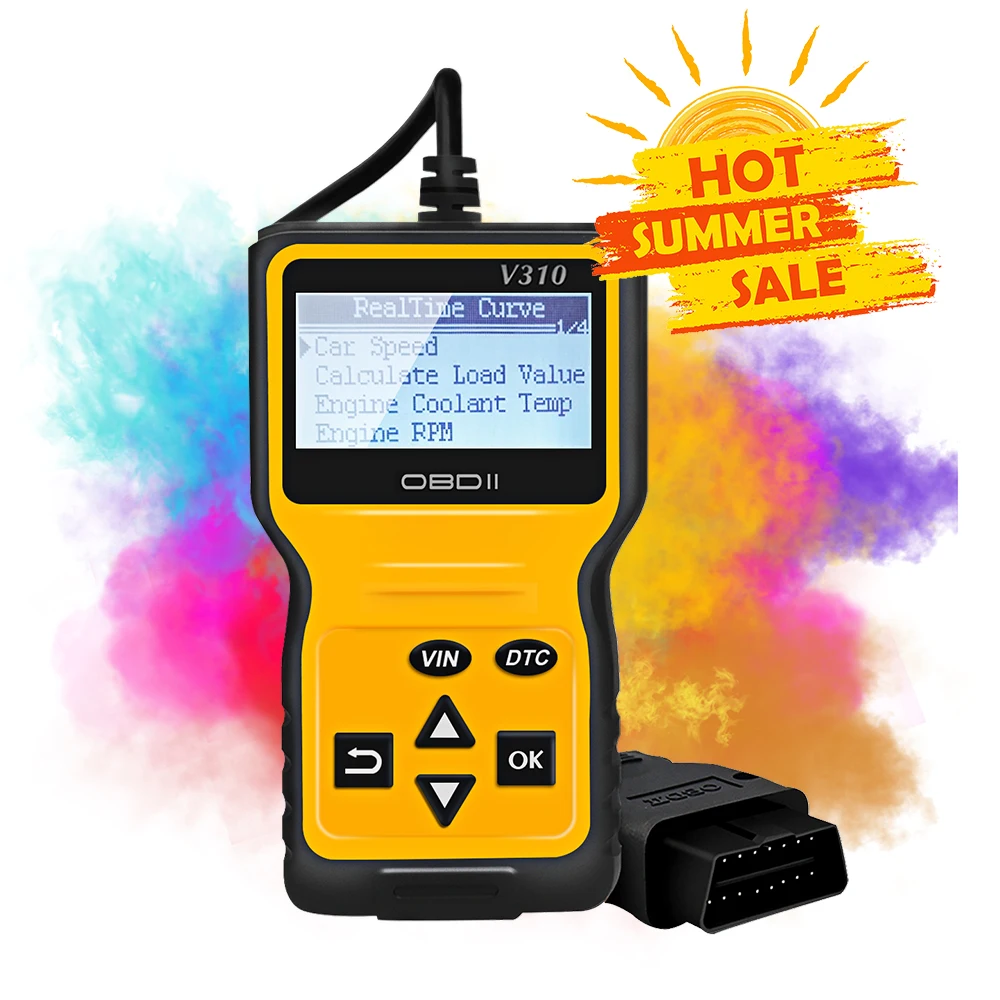 

Заводская установка Функция кривой в реальном времени OBD2 Полнофункциональный считыватель кодов V310 Elm327 Автомобильный диагностический инструмент 12 В OBD Автомобильный сканер