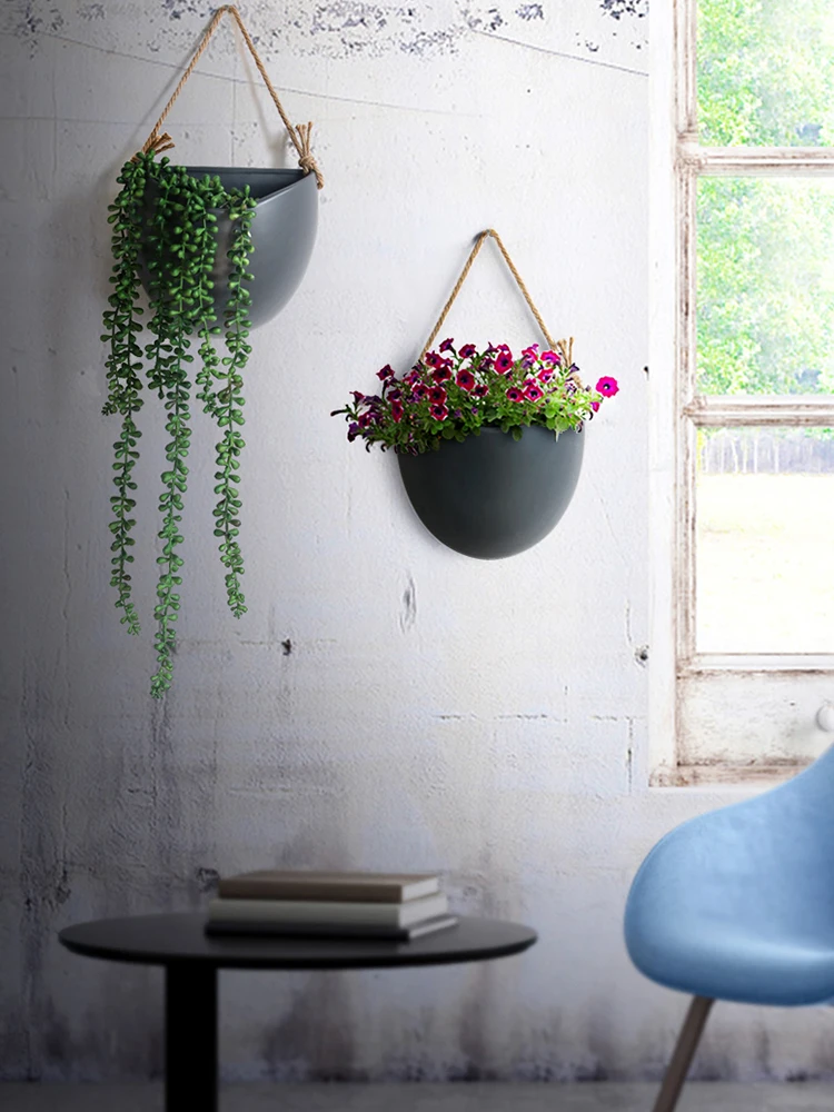 Nordic ceramic flower pendant decoration creative wall hanging hydroponic simple hanging basket hanging wall flower pot