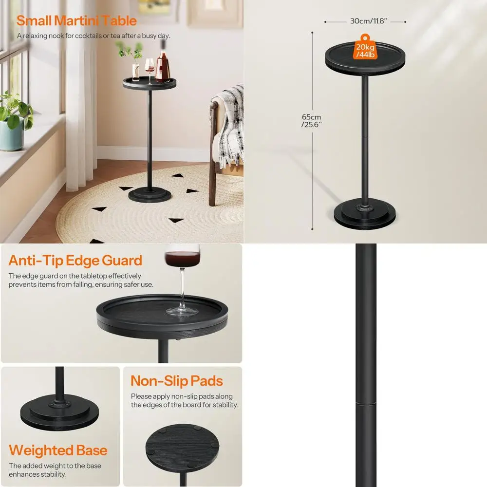 

Compact Coffee Table with Pedestal for Living Room and Bedroom, Ideal for Small Spaces, Black BB168BZ01