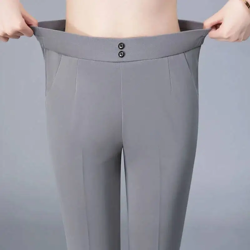 กางเกงสูทผู้หญิงเอวสูงสไตล์เกาหลี แฟชั่นสำหรับสาวออฟฟิศ เรียบหรู สบายๆ สตรีทแวร์ กางเกงขายาวทรงตรง