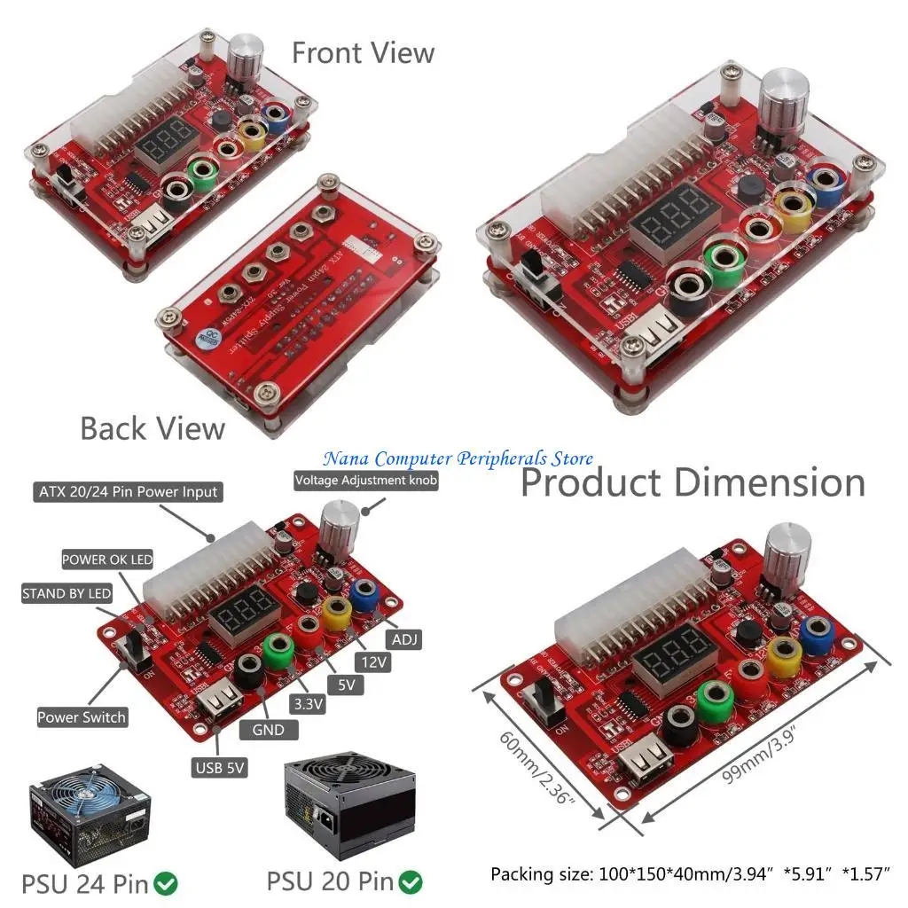 

F68C 24 Pin Regulator Adapter Desktop Computer PC Transfer Board Power Supply Circuit Outlet Module