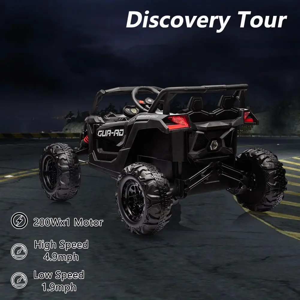 24V 2 Seater Ride On UTV Car, Battery Powered Electric Vehicles with Remote Control, Spring Suspension,200W Motors, Metal Frame,