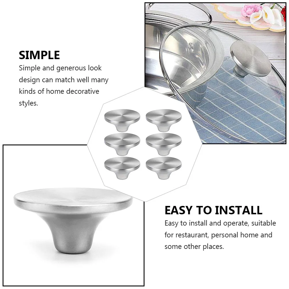 

6Pcs Premium Pot Lid Knobs Stainless Steel Heat-Resistant Grips for Frying Pots Pans Easy Operation Pot Lid Knob