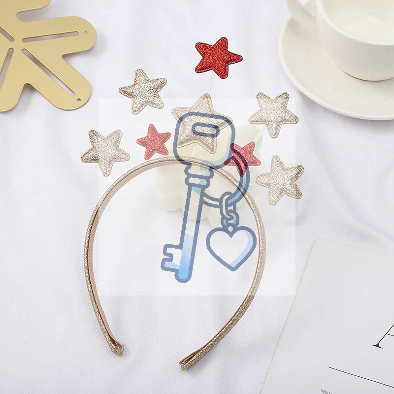 Opaska w kształcie gwiazdy ze złotym brokatem, idealna na przyjęcia urodzinowe, dekoracje świąteczne, świąteczny dodatek.