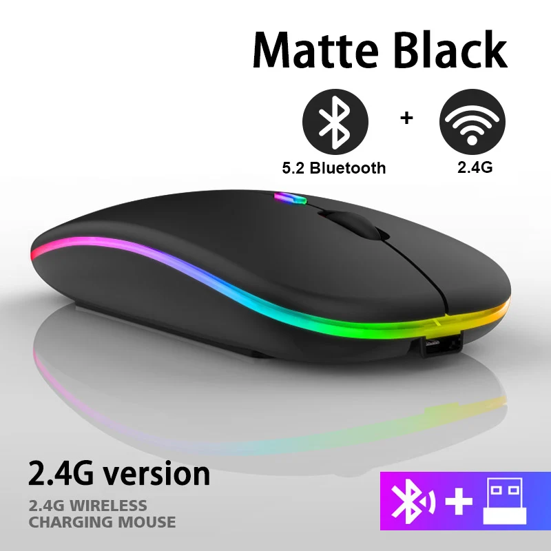 Oplaadbare Bluetooth Draadloze Muis met 2.4GHz USB RGB 1600DPI Muis voor Computer Laptop Tablet PC Macbook Gaming muis Gamer