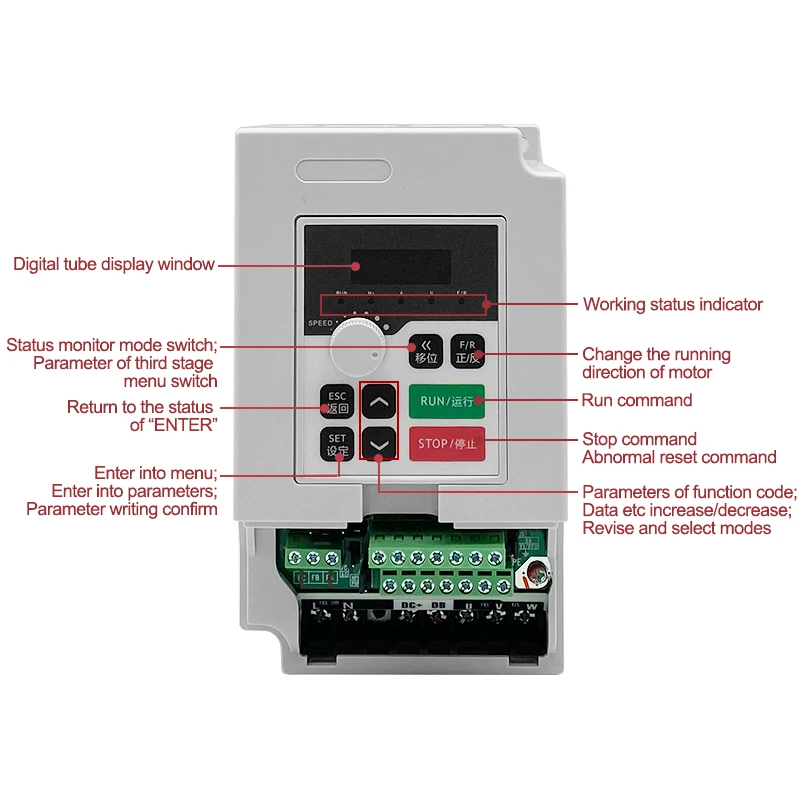 1.5kw 110v/220v/380vac Inverter 2hp Vfd Variable 14/7/4A Speed Control 800hz Frequency VFD Inverter for Cnc Spindle Motor
