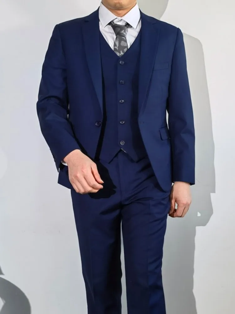 New Mens Business Work Formal Suits Thin Slim Fit Blazers Two Piece Set One Button Host Banquet Groom Blazer Long Pant Outfits