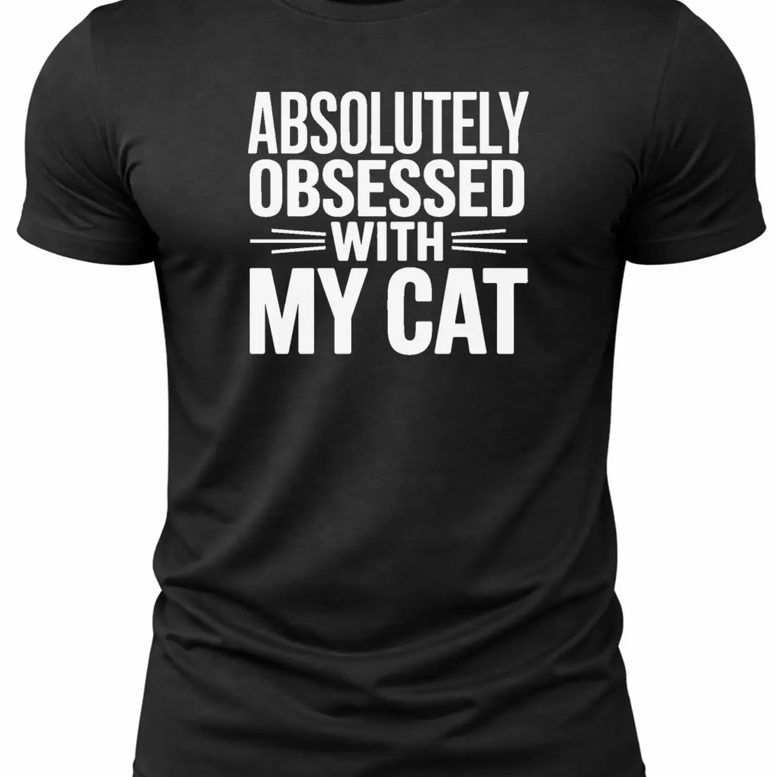 Absolutely Obsessed With My Cat Mens T Shirt Funny Dad for Him Black S 2XL UK vintage Washed Casual designer clothes